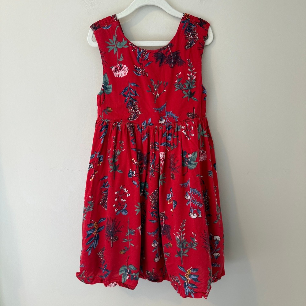 Joules Girls Red Floral Vanessa Dress Sleeveless Cotton Size 6Y 7Y 8Y 215346